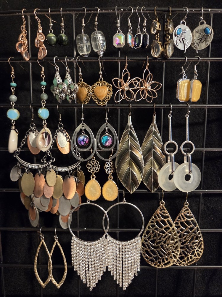 Vintage To Now Quality Earrings Lot Avon Monet Rhinestone pierced Dangles 20