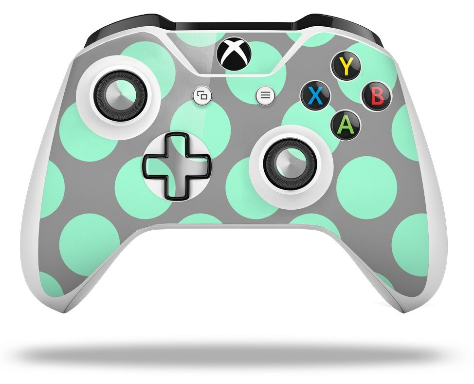 Skin for XBOX One S / X Controller Kearas Polka Dots Mint And Gray Vinyl Decal