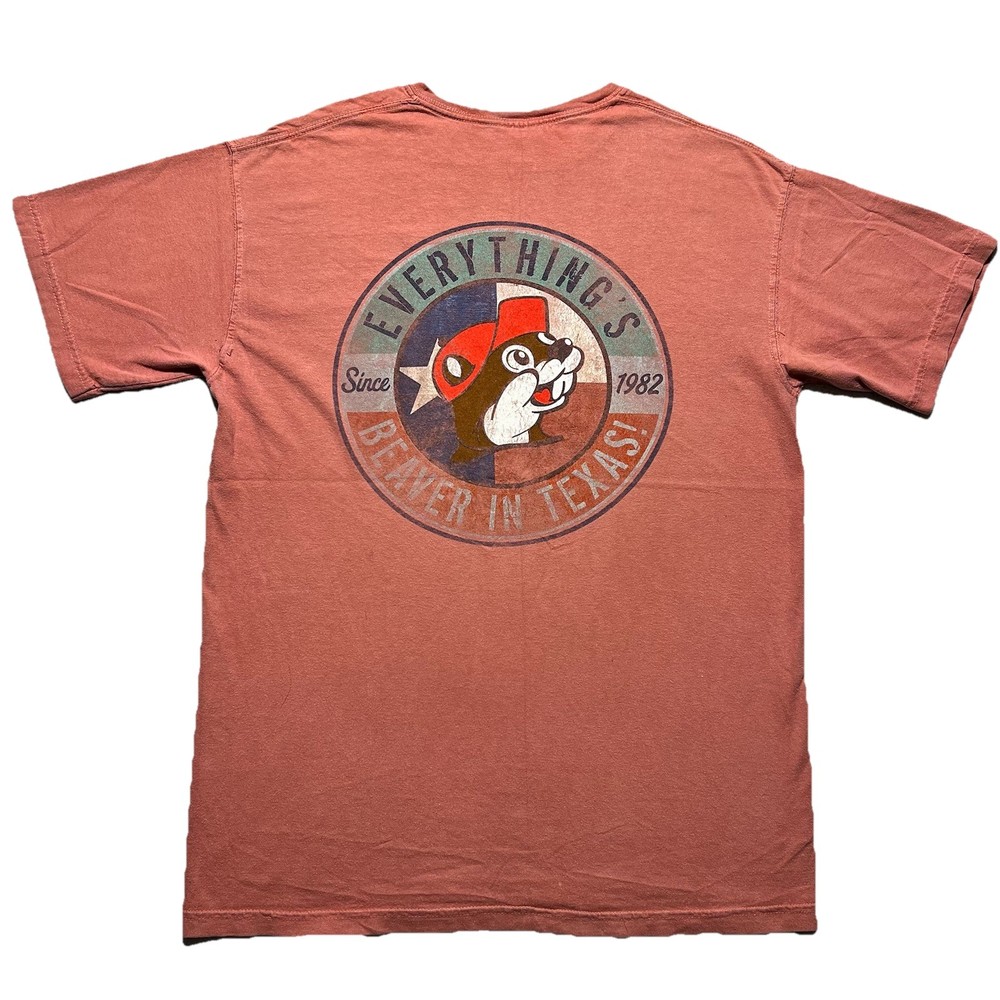 Buc-ee’s Texas Beaver Graphic T Shirt Mens Medium Comfort Colors Red