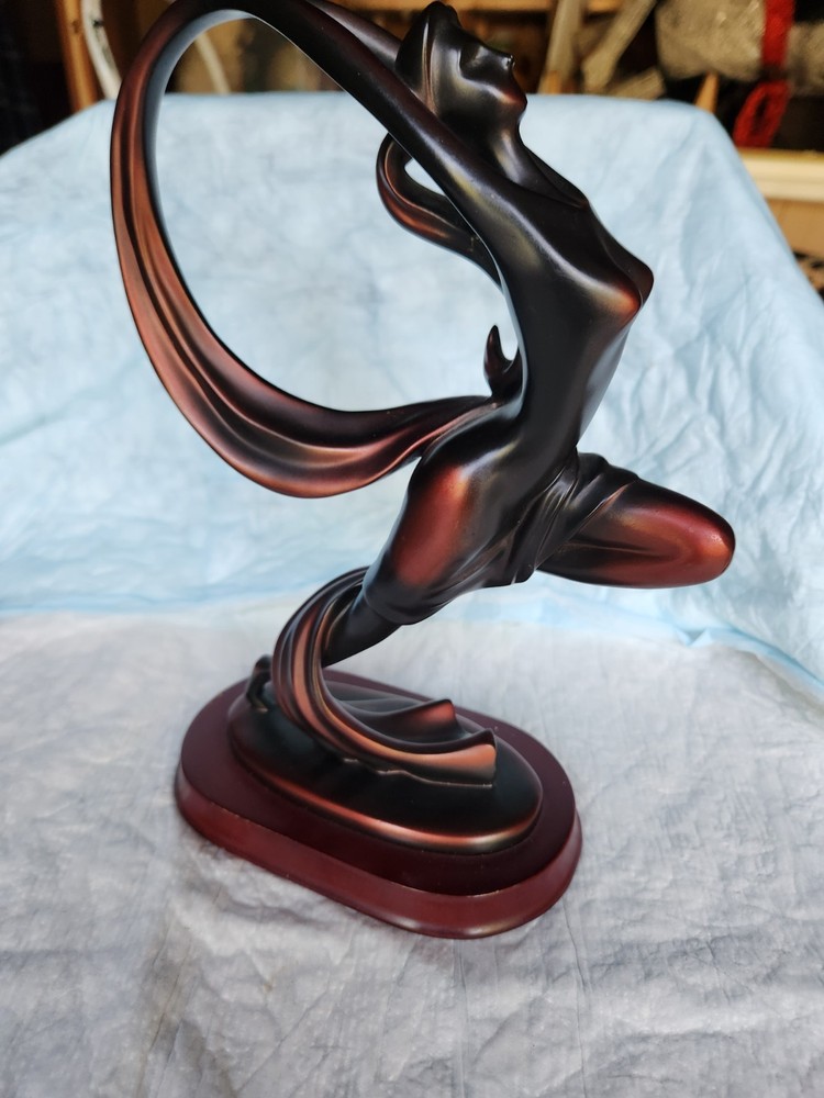 Modern Abstract Free Standing Sculpture, Black & Brown Art Deco Female Dancer