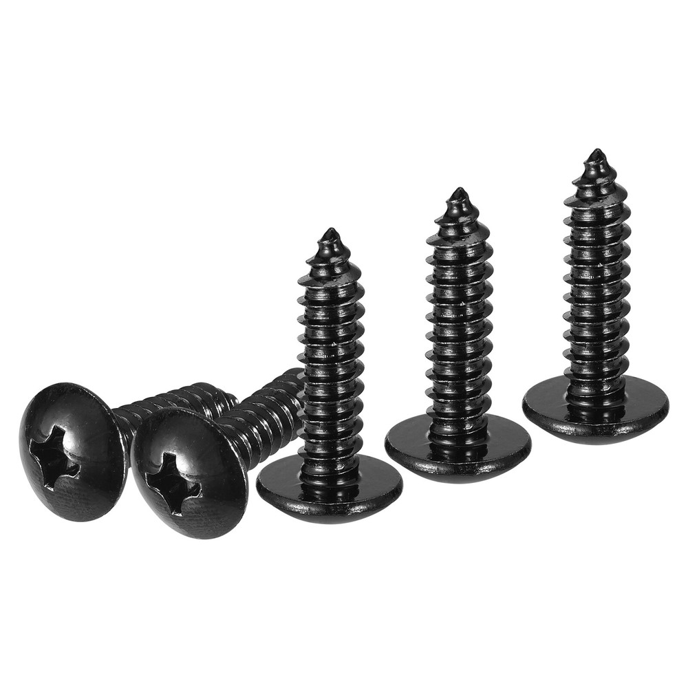 25Pcs #14x1 Sheet Steel Phillips Truss Head Self Tapping Tip Wood Screws Black