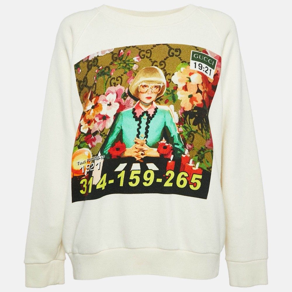 Gucci Cream Ignasi Monreal Graphic Print Cotton Sweatshirt Men