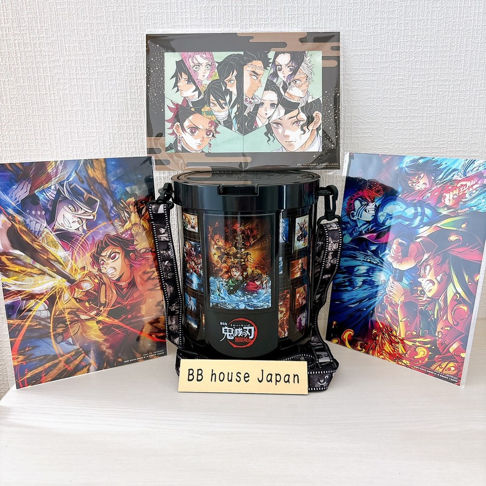 Demon Slayer Japan Exclusive Popcorn Bucket Case Movie Bonus Mini Poster 3pc Set