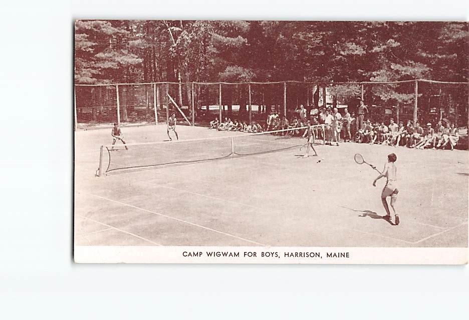 Postcard Tennis Camp Wigwam for Boys Harrison Maine USA North America