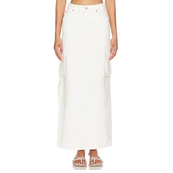 MOTHER Snacks The Fun Dip Cargo Maxi Skirt Natural Size 27 NWT