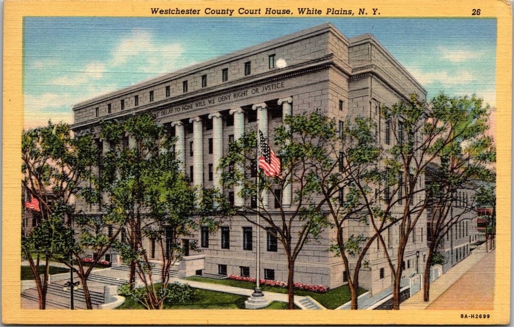 Westchester County Court House White Plains NY 1941 Linen Postcard