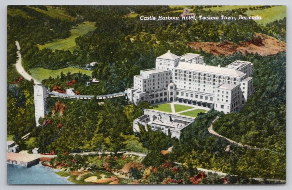 Castle Harbour Hotel Tuckers Town Bermuda Vintage Postcard Aerial View