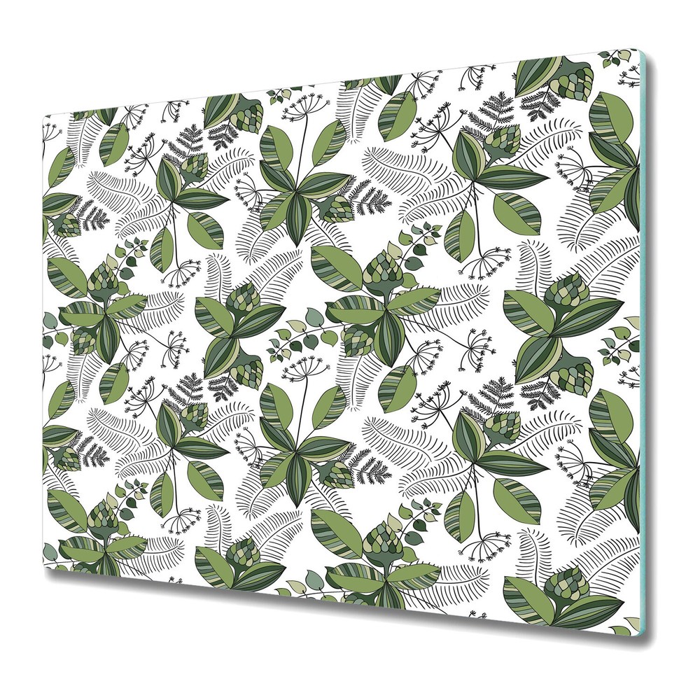 Glass Chopping Board Utensil Board Jungle Vector | Botanical Soft | 60x52