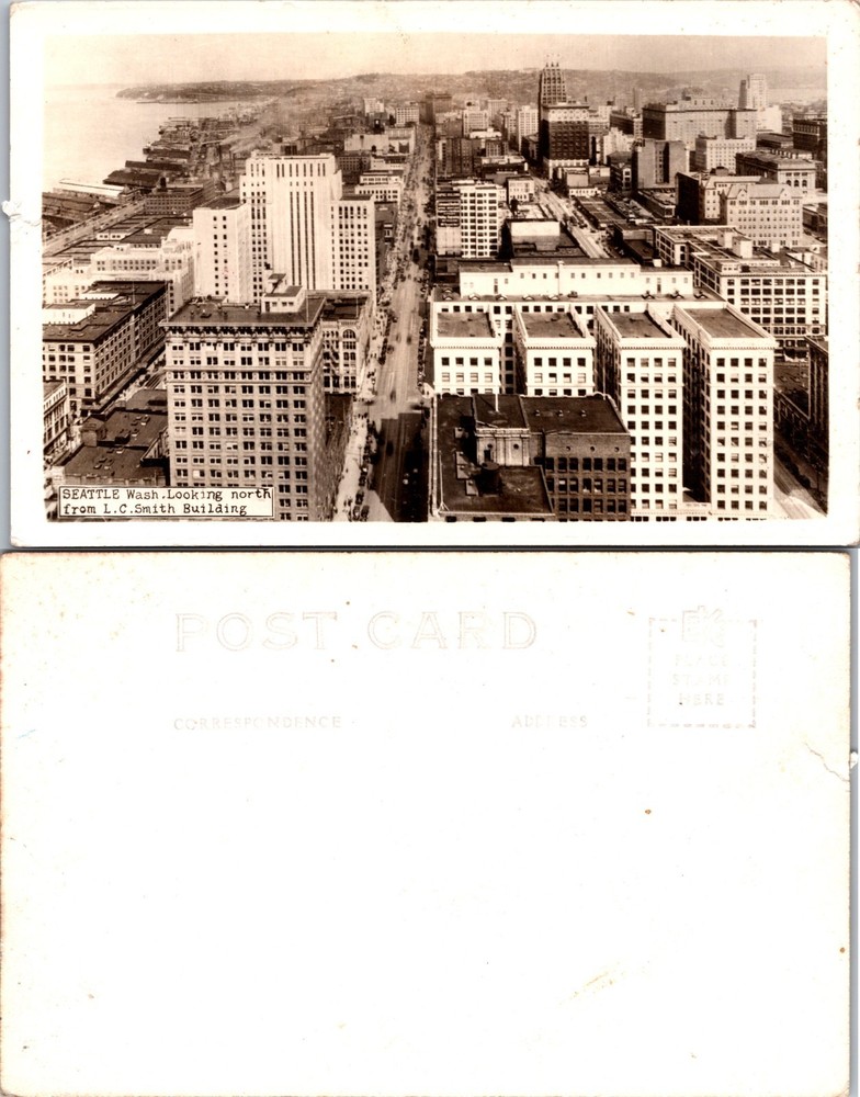 RPPC Seattle Washington Downtown View from L C Smith Building Photo Postcard