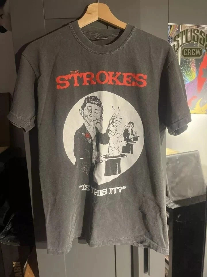 THE STROKES Band Retro Style Charcoal Unisex T shirt Vtg S-5XL U033