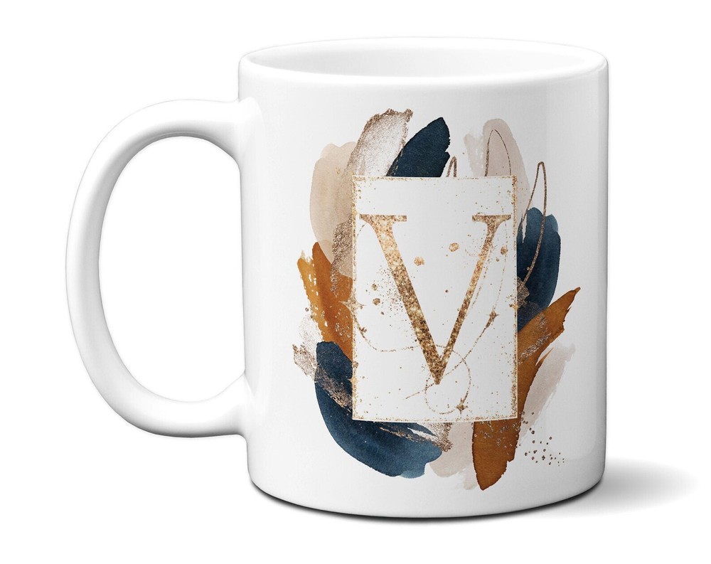 Letter Initial Mug Personalized Name & Monogram Abstract Alphabet Mug Modern