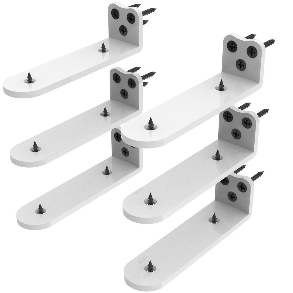 6 Inch Heavy Duty White Floating Shelf Bracket - Hidden Support