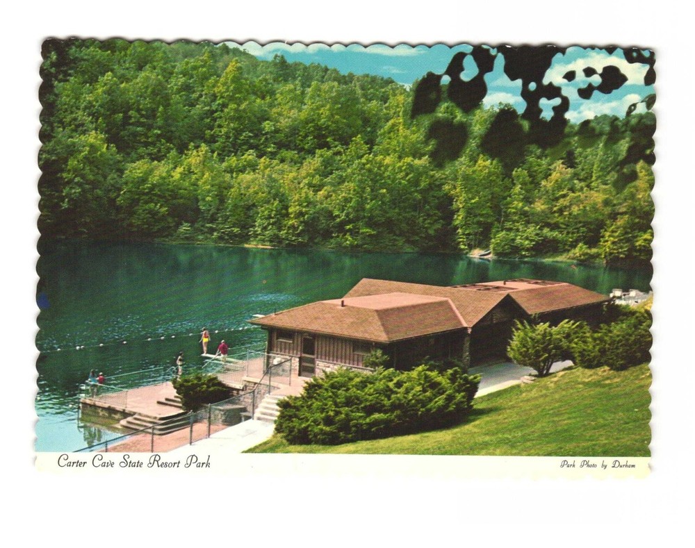Carter Cave State Resort Park Olive Hill KY VTG postcard Unp swimming area