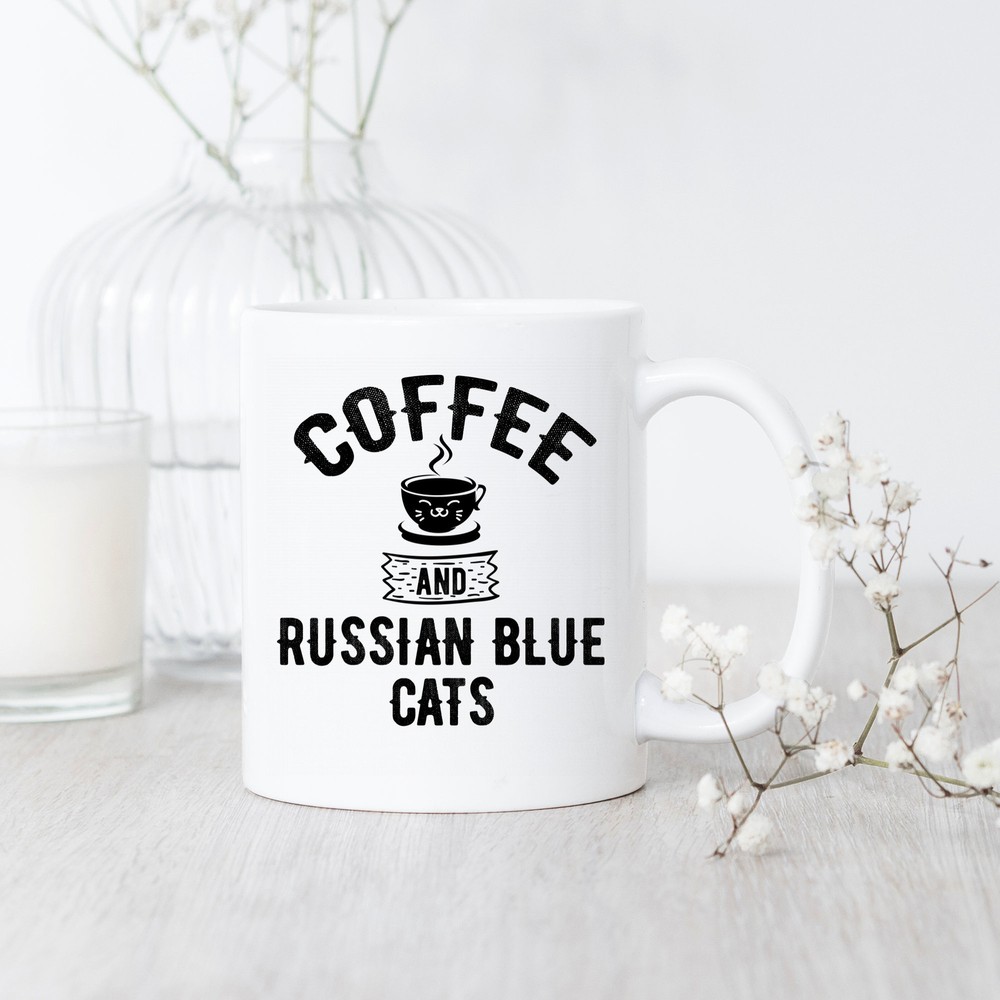Coffee And Russian Blue Cats Mug Russian Blue Cat Mug Russian Blue Lover Gift