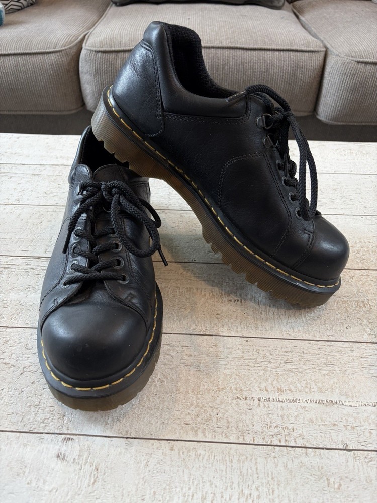 Men's Doc DR MARTENS 8312 Oxford Shoes BLACK Leather Size 11 Chunky Grunge Y2K