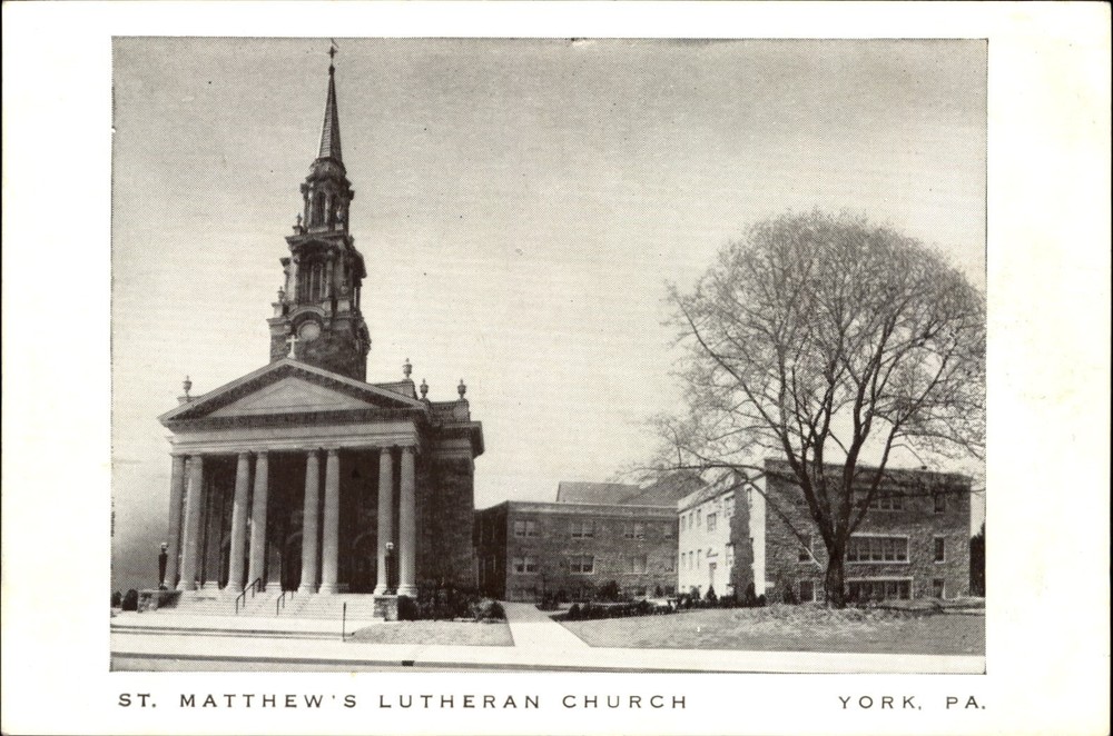 St. Matthew's Lutheran Church York Pennsylvania welcome card ~ vintage postcard
