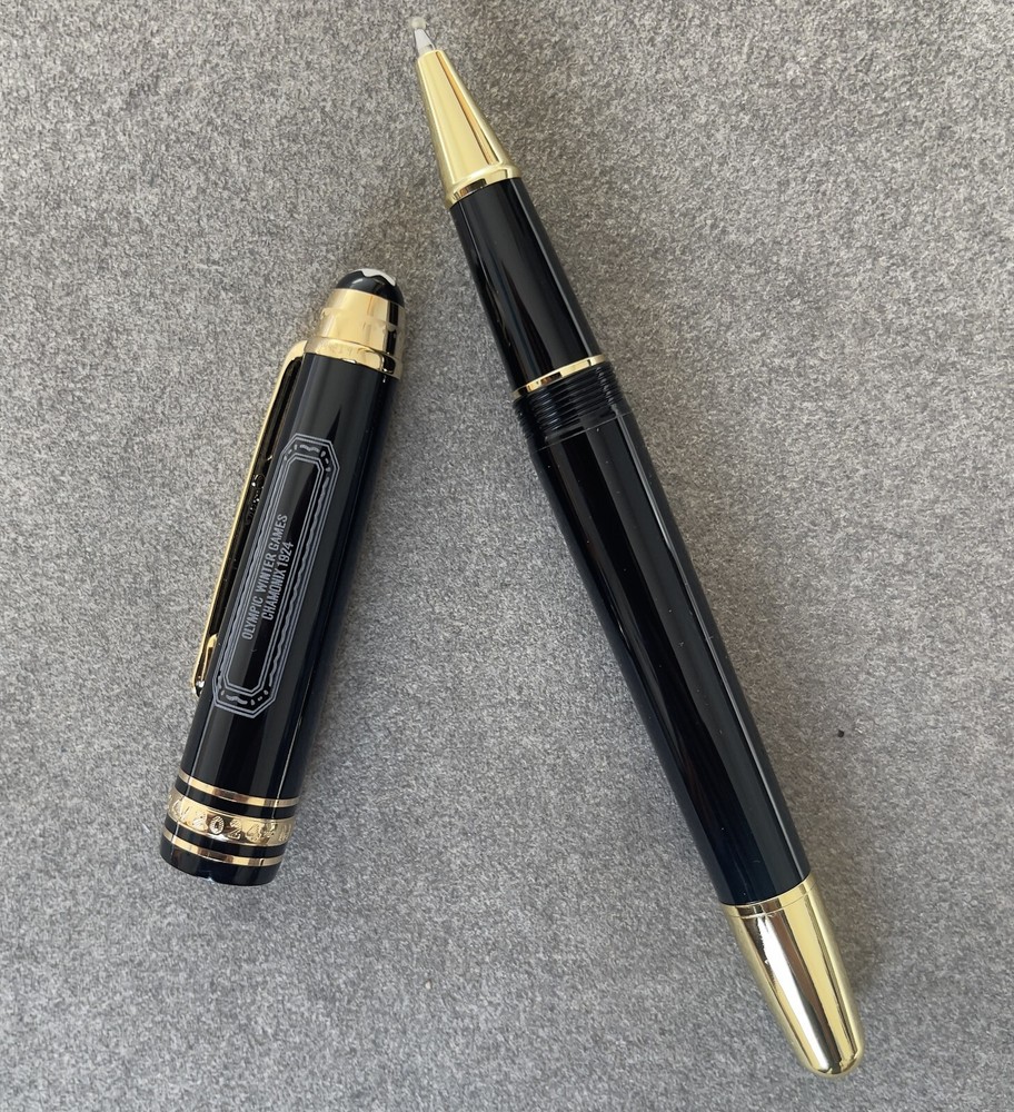 Deluxe Olympic Chamonix Resin Series Black+Gold Color 0.7mm Rollerball Pen