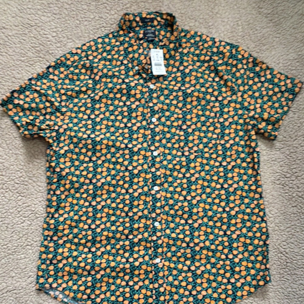 J.CREW Men's Fruit Print Short Sleeve Button-Up Shirt Multicolor Size L