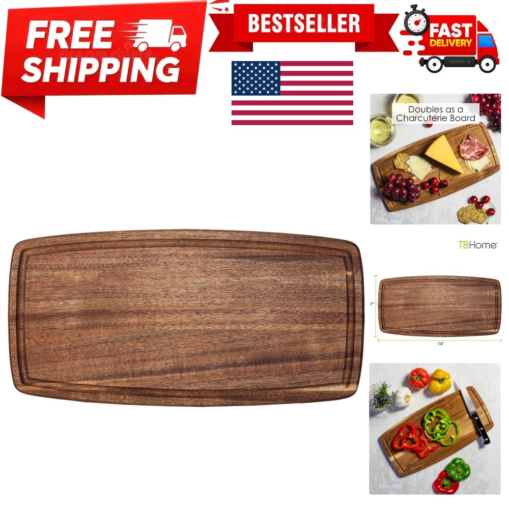 Acacia Wood Cutting Board with Juice Groove, Wooden Chopping Board for Kitche...