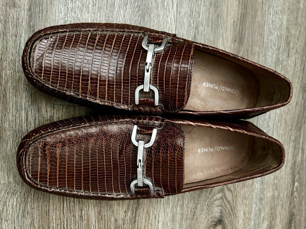 Donald Pliner Brown Leather Slip On Loafer Driving Shoes Men EUC