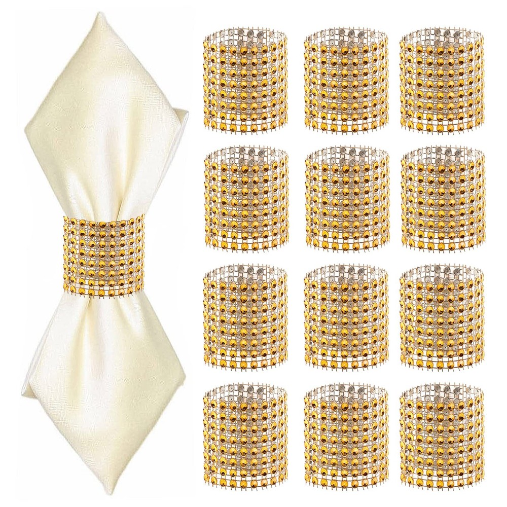 24Pack Gold Napkin Rings Durable Plastic Holders for Weddings Parties Dinners