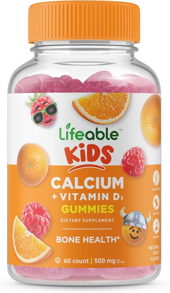 Lifeable Kids Calcium Gummies with Vitamin D3 | 500 mg Calcium with Vitamin D3 1