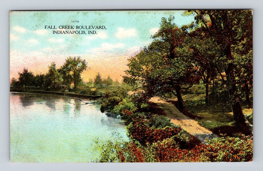 Indianapolis IN-Indiana Fall Creek Boulevard Vintage Postcard