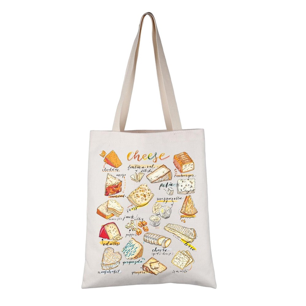 Cheese Canvas Tote Bag Types Of Cheese Reusable Tote Bag Cheese Lover Gifts C...