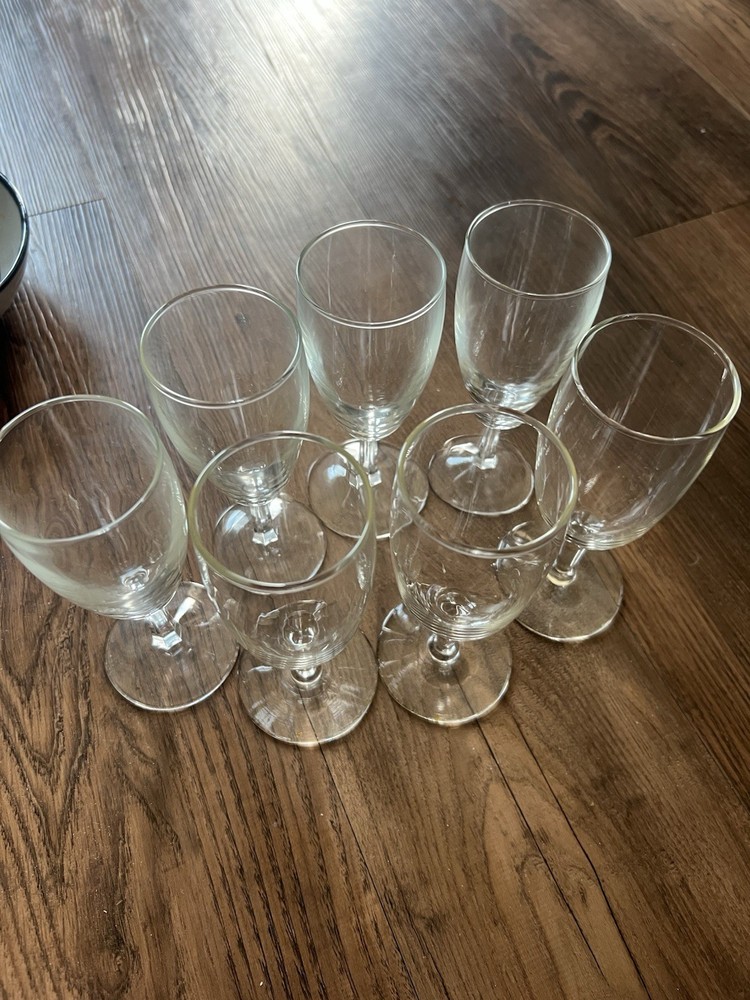 7 Libbey Glass  Clear Wine Goblet 5 3/4” Tall Stemware Glassware Crystal NWOB