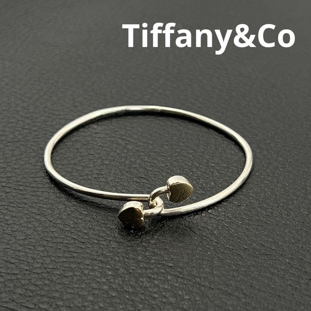 Tiffany & Co 18k Gold Double Heart Love Knot Bangle Bracelet