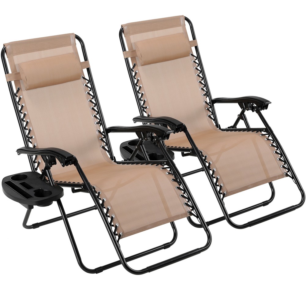 Zero Gravity Lounge Chair Set of 2 Folding Recliners for Beach or Patio