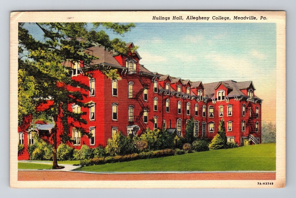 Meadville PA-Pennsylvania, Hulings Hall, Vintage Postcard