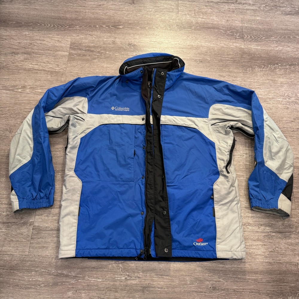 Vintage Columbia 3-in-1 Heavy Waterproof Hooded Jacket - Blue - Size Large