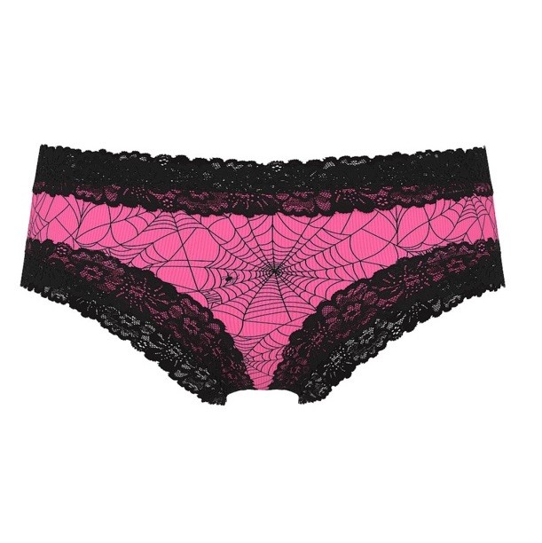 NWT Victoria’s Secret Pink Spiderweb Halloween Ribbed Lace Cheekster Panties L