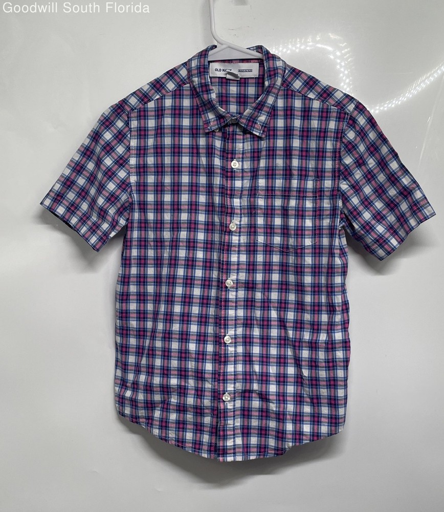 Old Navy Boys Multicolor Short Sleeve Button-Up Shirt Size L 10-12