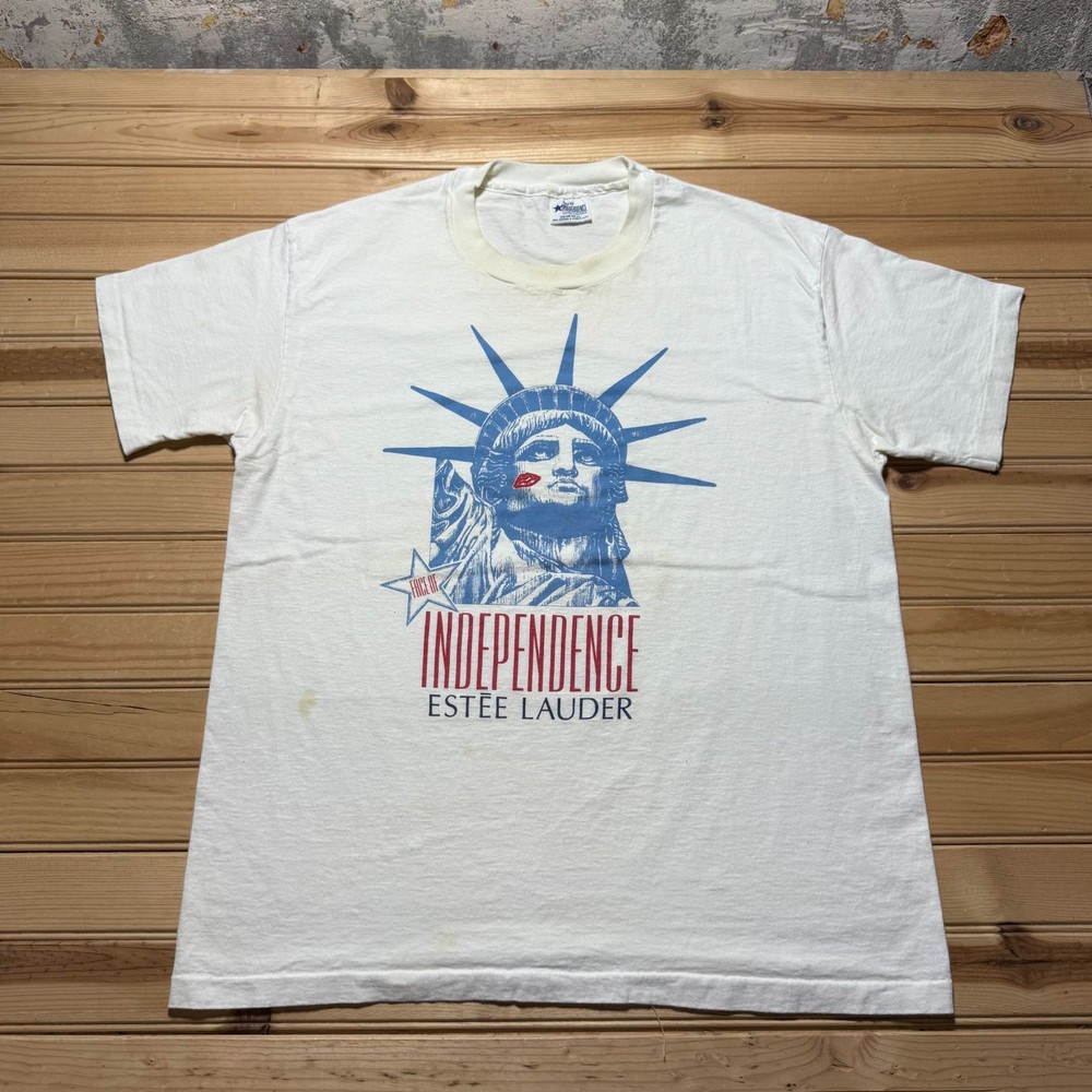 Vintage 90s Face of Independence Statue of Liberty Single Stitch Shirt USA - XL