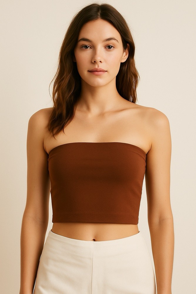 Intimately Free People Women M/L Earth Brown Tube Top Strapless Shelf Bra