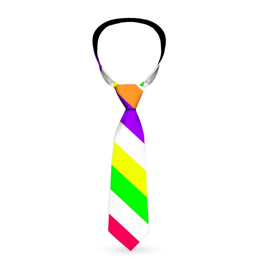 Necktie Standard - Diagonal Stripes White/Multi Neon ACC NEWAnother great item from Rarewaves USA | Free delivery!
