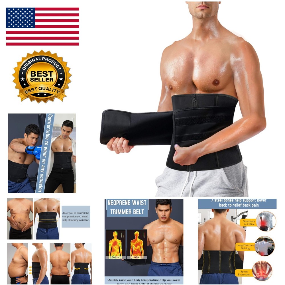 Men's Neoprene Waist Girdle with Back Support – Enhanced Workout Performance