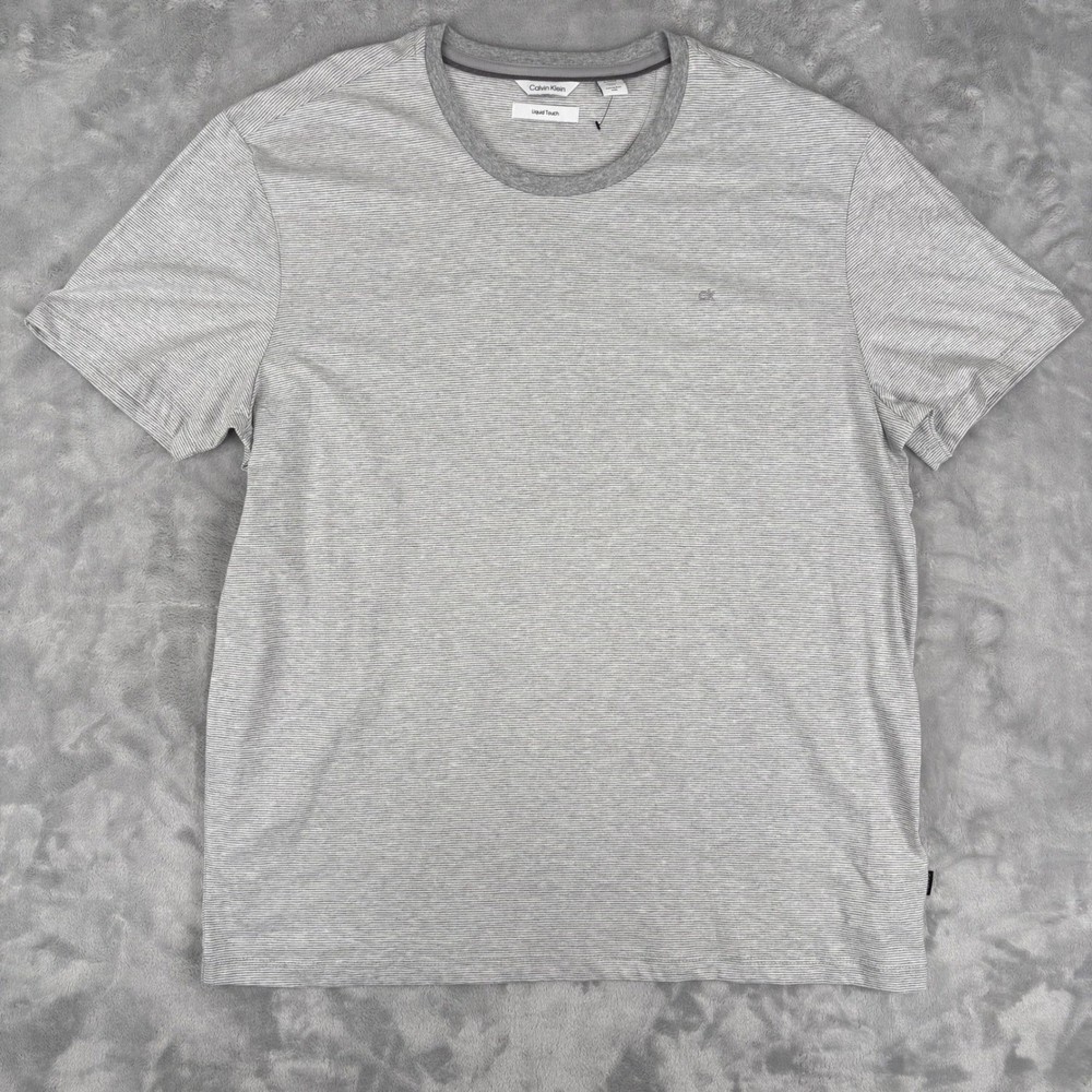 Calvin Klein Mens Liquid Touch Striped Crew Neck T Shirt Short Sleeve Size XL