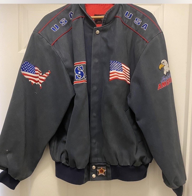 Men’s Vintage JH Design Spirit of America Canvas Bomber Jacket Size M