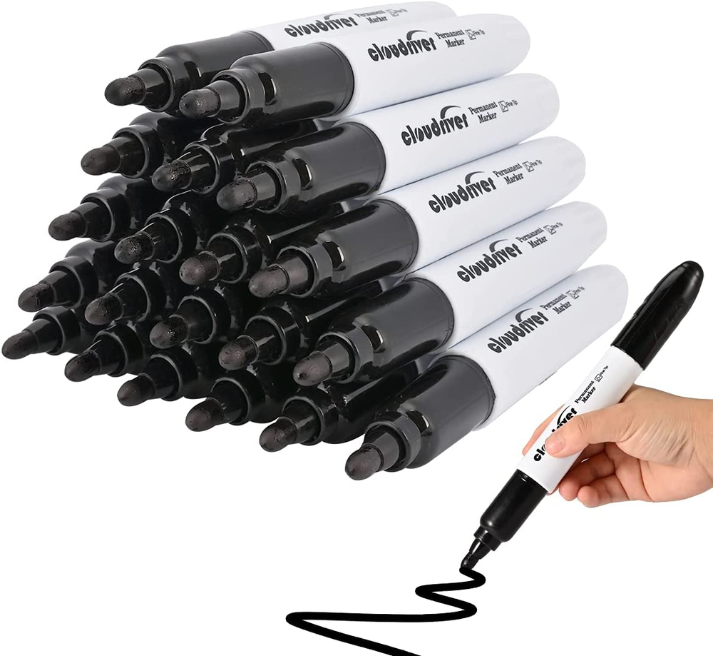 Jumbo Black Permanent Markers 20-Pack King Size Large Tip Bold Ink