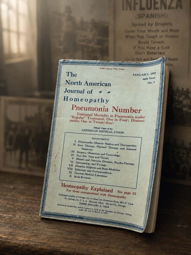1918 Spanish Flu Pandemic Pneumonia Homeopathy Medical Journal No 1 Antique WWI￼