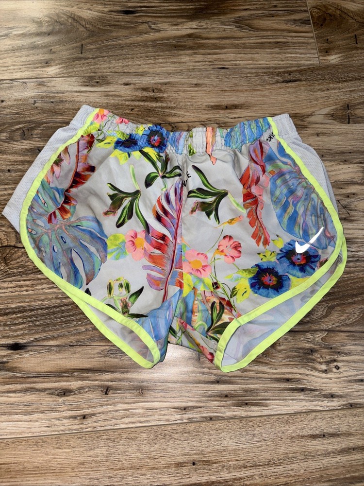 Nike Tempo Running Shorts Womens Small Multicolor Dri-FIT Tropical Floral Lined