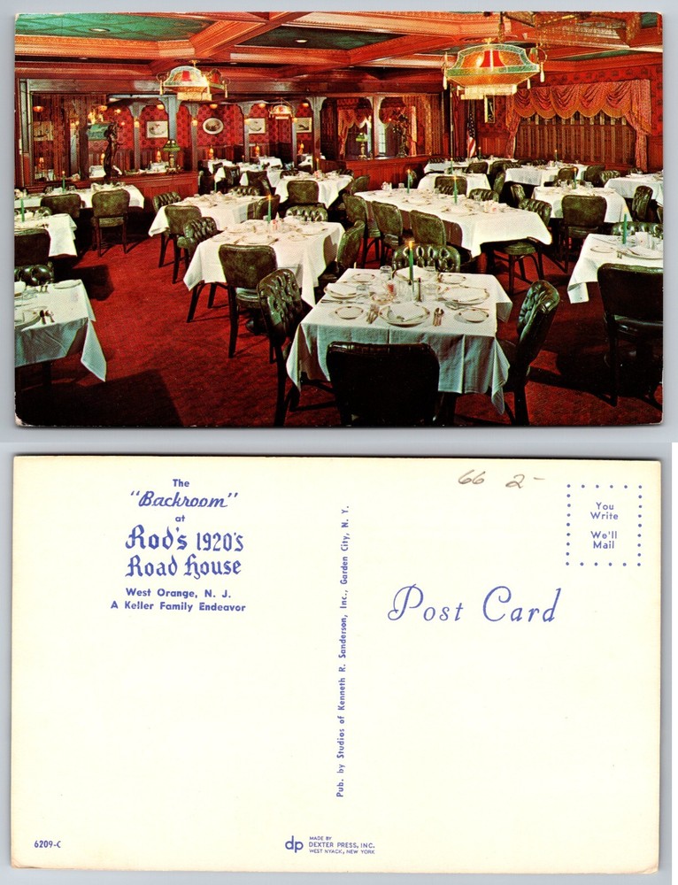 Rod’s 1920s Road House Dining Room West Orange New Jersey NJ Postcard