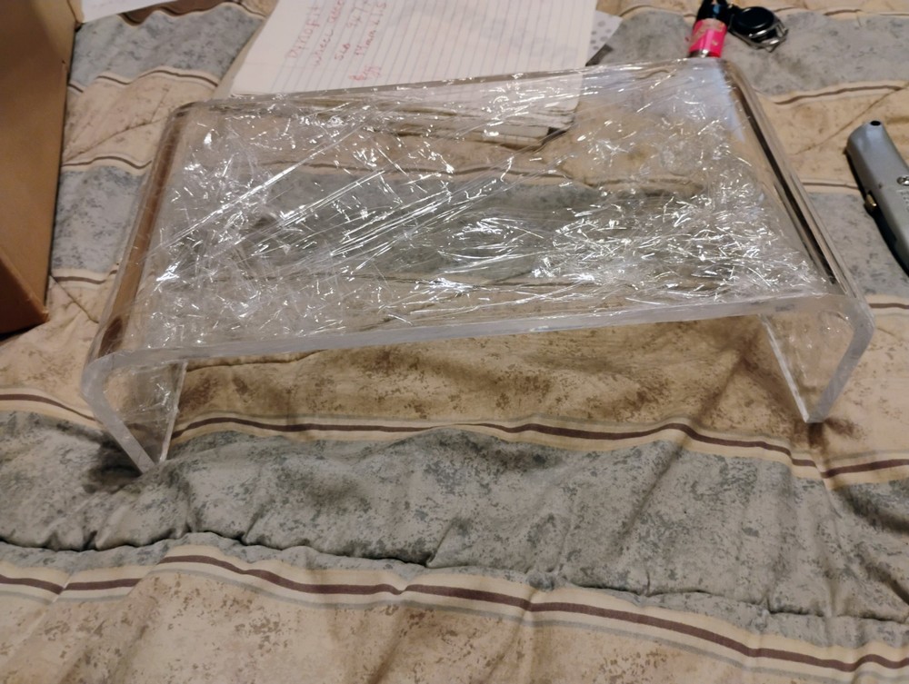 Acrylic Monitor Keyboard Stand with Rotating Lazy Susan Organizer