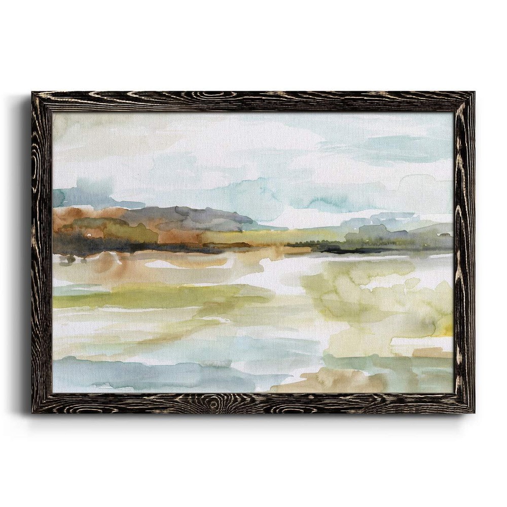 Framed Canvas Wall Art Decoration Mordern Abstract Painting with Black Barnwo...-image