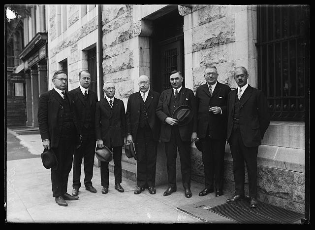 Photo:1924 Men in Suits Outside Building Group Portrait Apr May