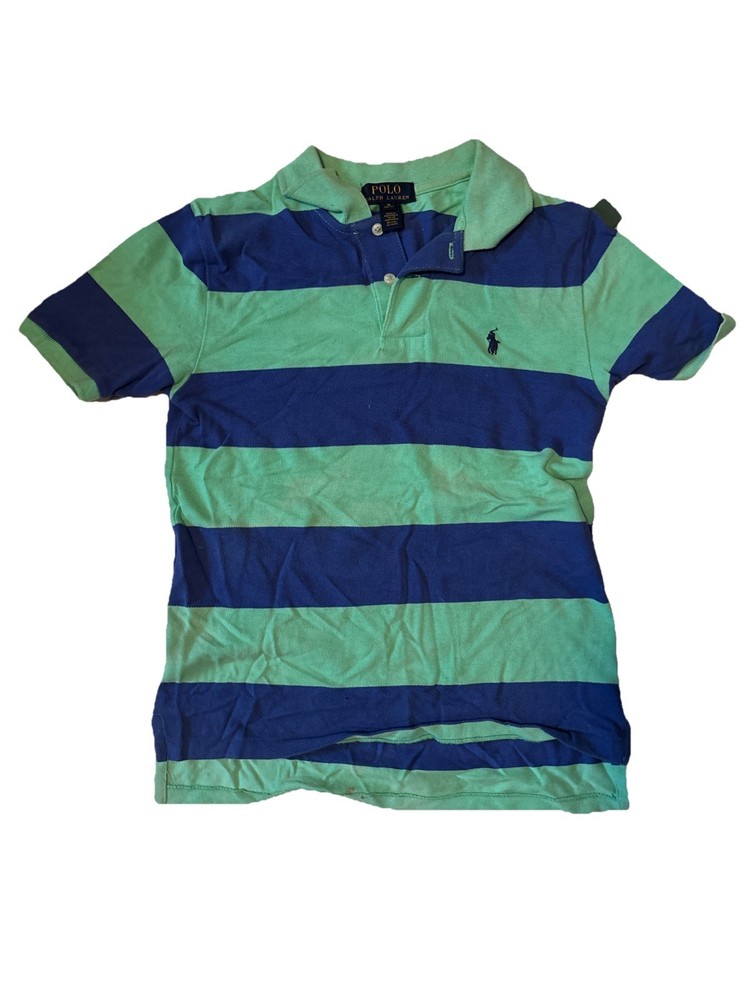 Ralph Lauren Knit Polo Shirt Boys M (10-12) Short Sleeve Striped Cotton Pullover