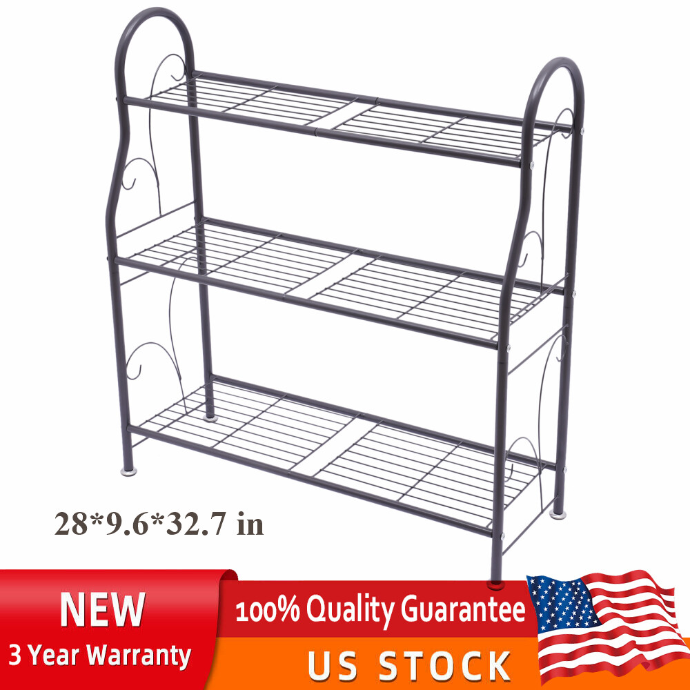 3 Tier Metal Plant Stand Garden Decor Plant Holder Flower Pot Shelf Rack Black